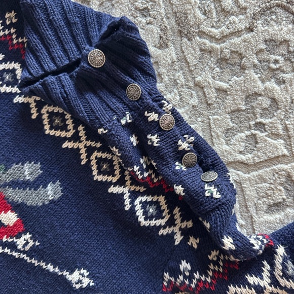 Lauren Ralph Lauren Navy Turtleneck Sweater with Ski Design linen cotton blend M - Picture 4 of 15